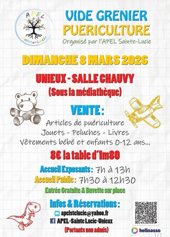 Vide grenier - puériculture de l'apel ste lucie