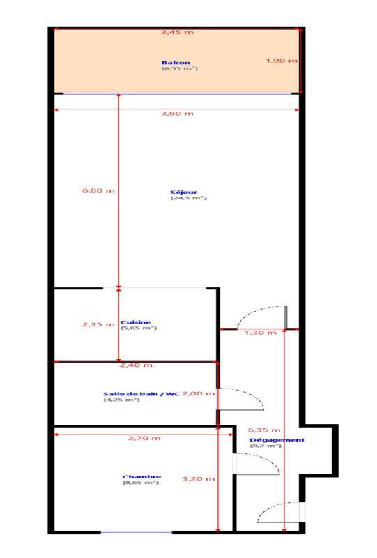 Appartement - 51 m² - 2 pièces