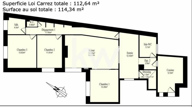 Appartement - 113 m² - 5 pièces