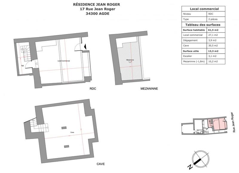 Bureau - 61 m² - 1 pièce