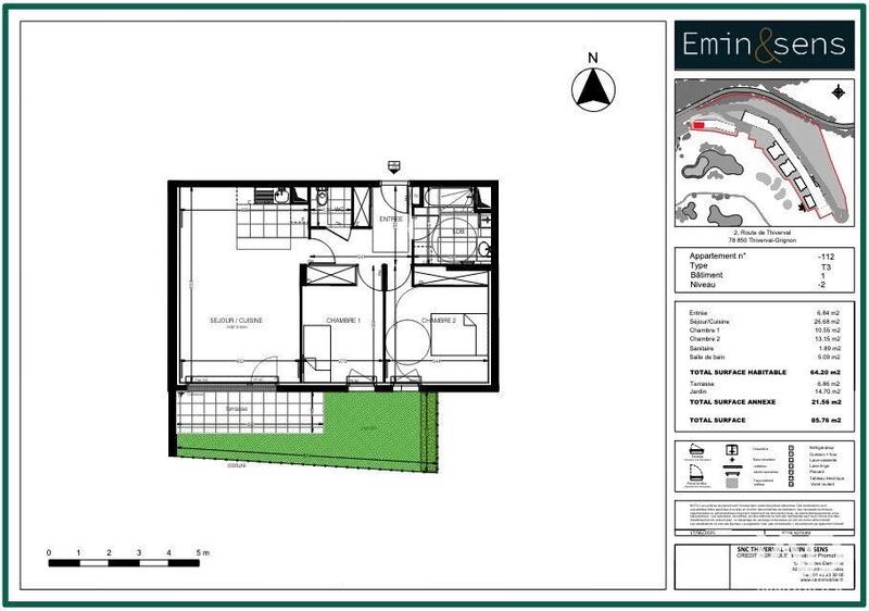 Appartement - 64 m² - 3 pièces