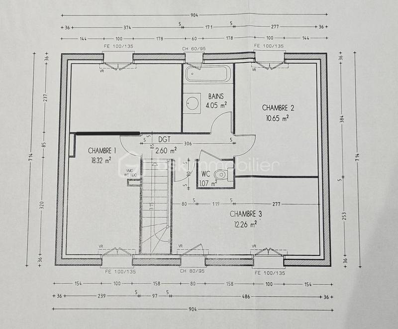 Pavillon - 100 m² - 6 pièces