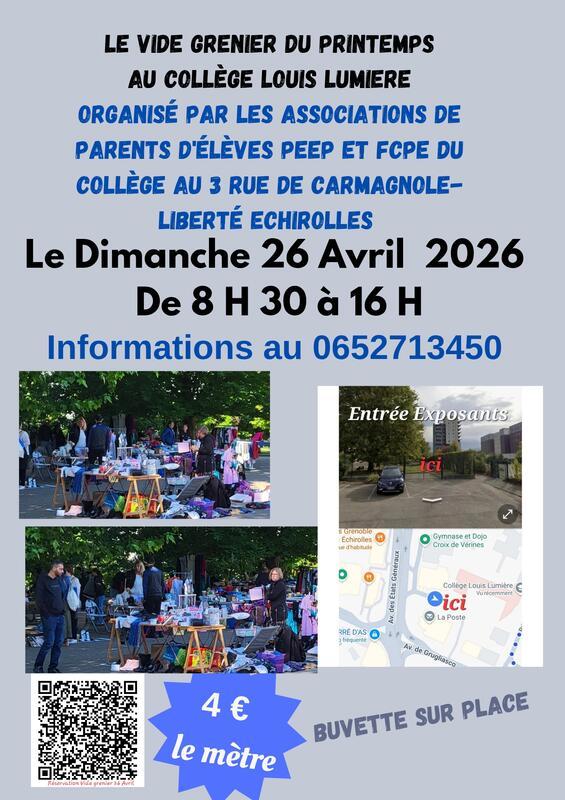 Vide grenier du printemps 2026 du collège louis lumière