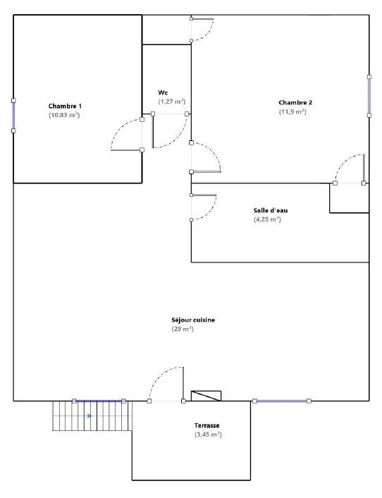 Appartement - 57 m² - 3 pièces