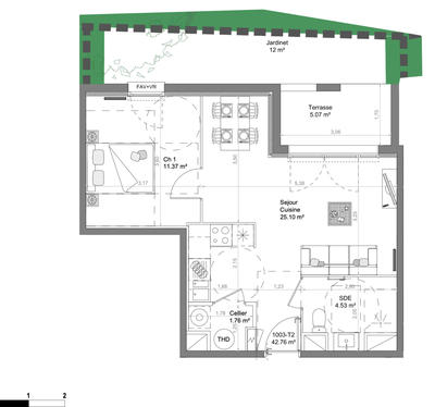 Appartement - 43 m² - 2 pièces