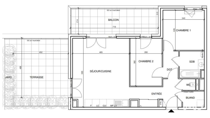 Appartement - 65 m² - 3 pièces