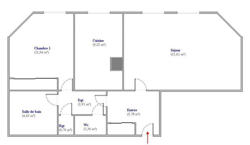 Appartement - 58 m² - 2 pièces