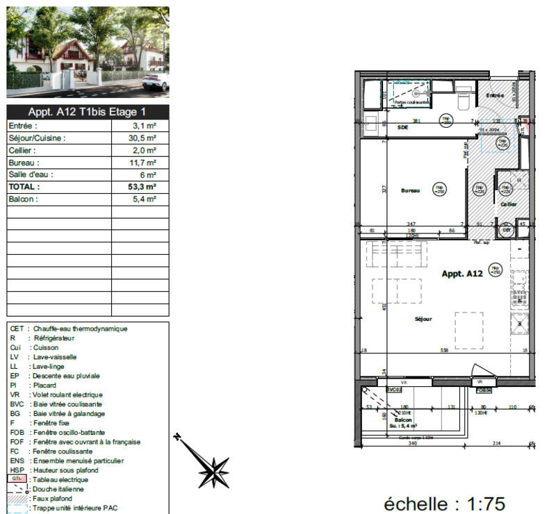 Appartement - 53 m² - 2 pièces