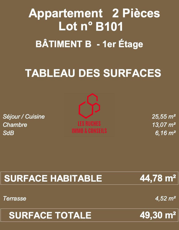 Appartement - 45 m² - 2 pièces