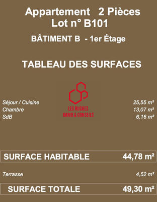 Appartement - 45 m² - 2 pièces