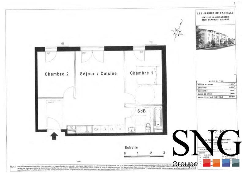 Appartement - 56 m² - 3 pièces