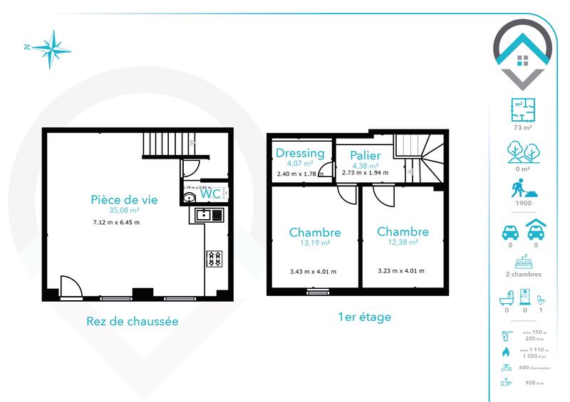 Maison - 73 m² - 4 pièces