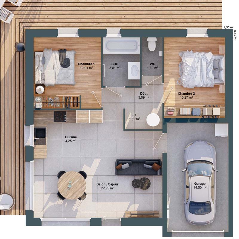 Maison - 58 m² - 4 pièces