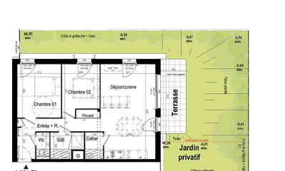 Appartement - 64 m² - 3 pièces