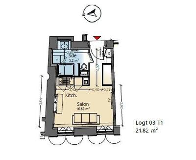 Appartement - 22 m² - 1 pièce
