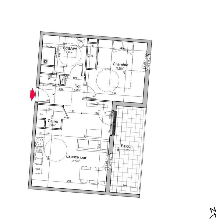 Appartement - 55 m² - 2 pièces