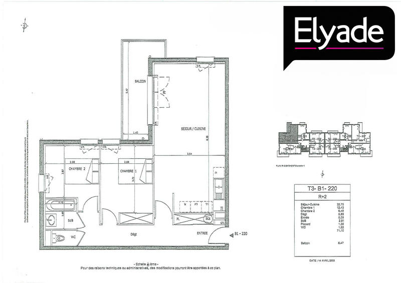 Appartement - 71 m² - 3 pièces