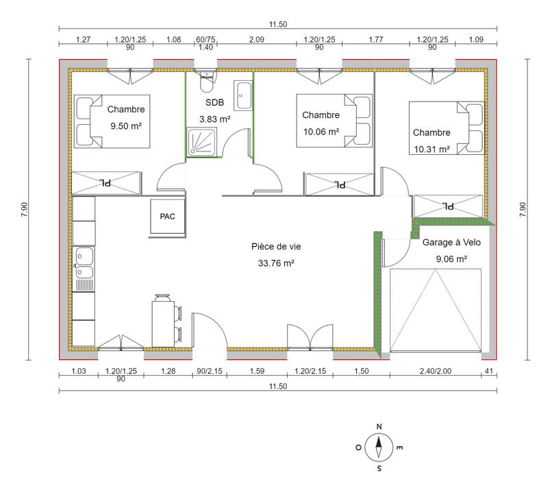 Maison - 77 m² - 4 pièces