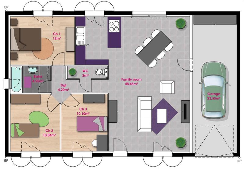 Maison - 85 m² - 4 pièces