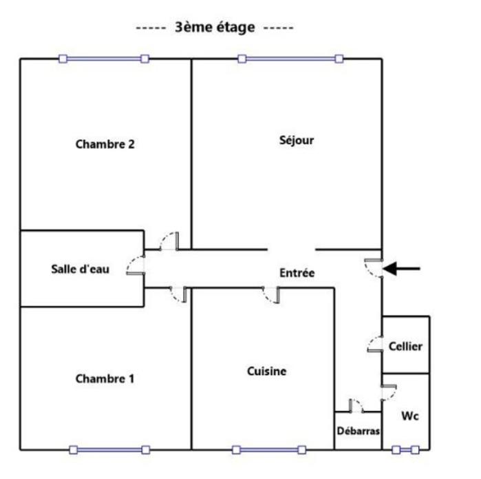 Appartement - 61 m² - 3 pièces