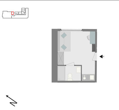 Studio - 16 m² - 1 pièce