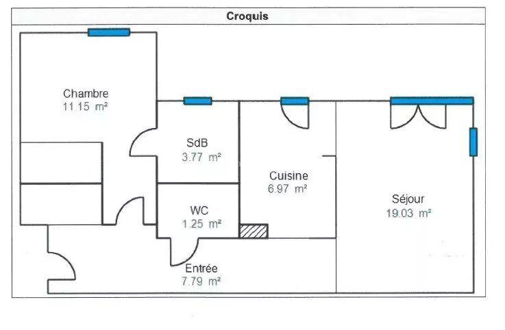 Appartement - 50 m² - 2 pièces