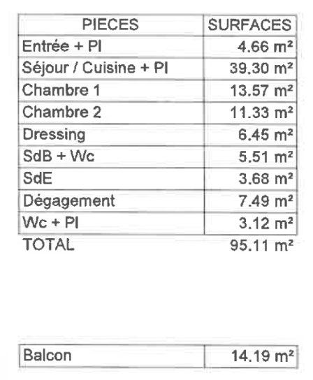 Appartement - 95 m² - 3 pièces