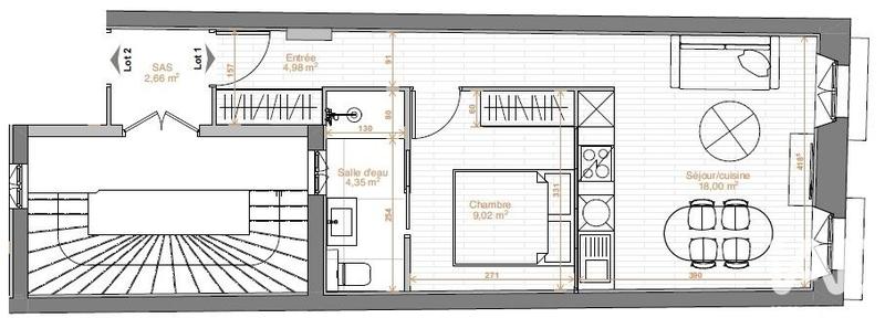 Appartement - 32 m² - 1 pièce