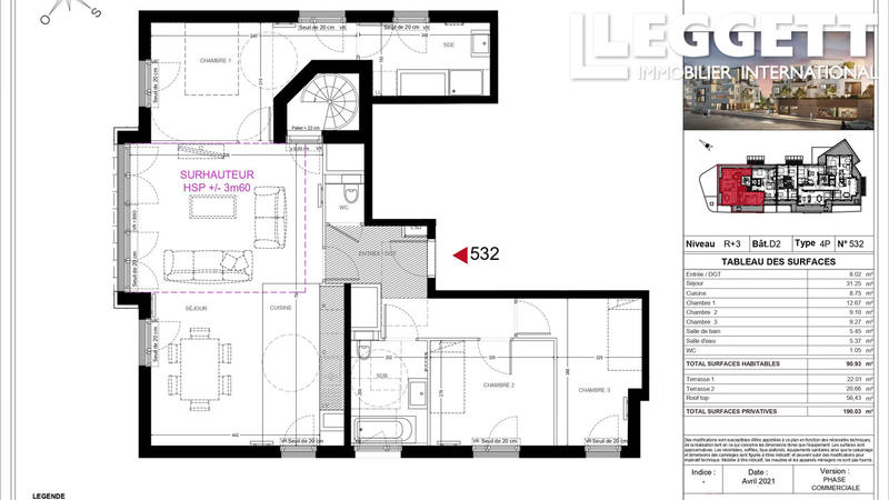 Appartement - 92 m² - 4 pièces