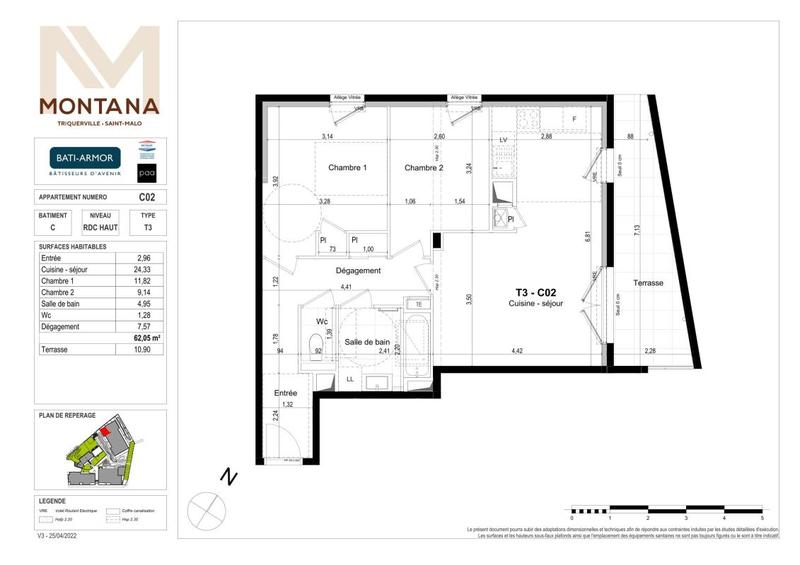 Appartement - 62 m² - 3 pièces