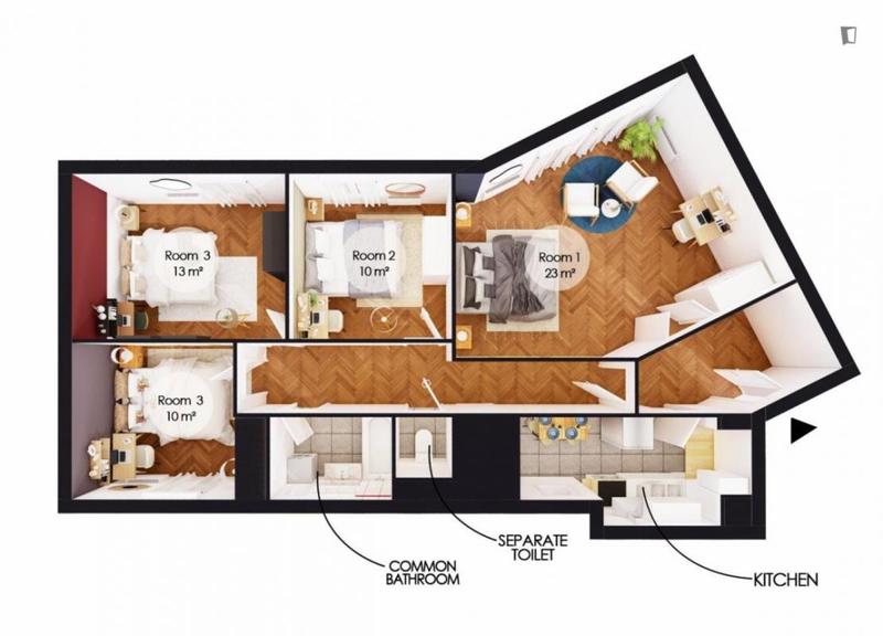 Chambre - 13 m² - 4 pièces