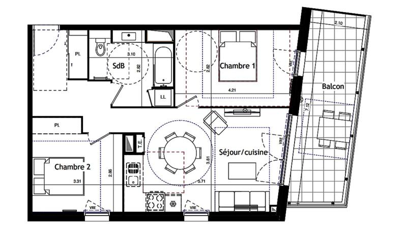 Appartement - 60 m² - 3 pièces