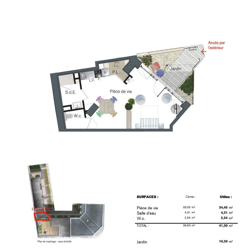 Appartement - 40 m² - 1 pièce