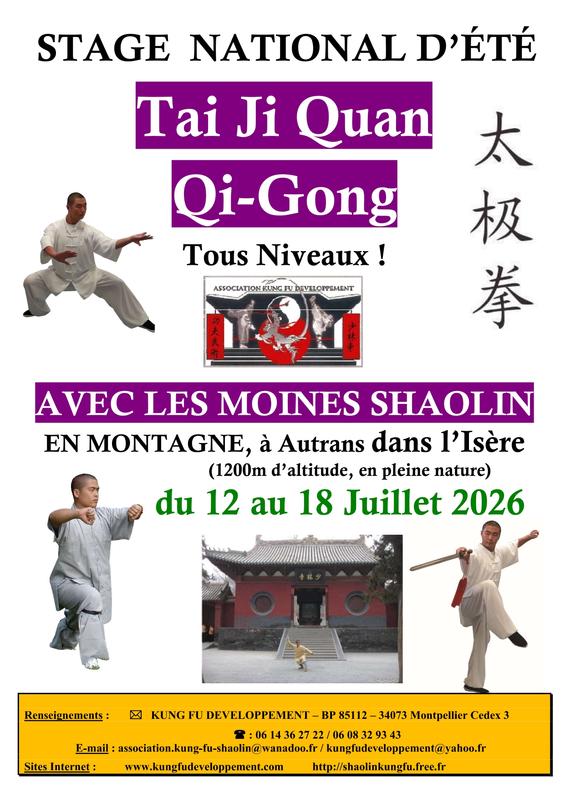 Stage exceptionnel de Taï Chi avec les Moines Shaolin