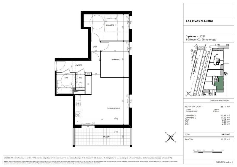 Appartement - 65 m² - 3 pièces