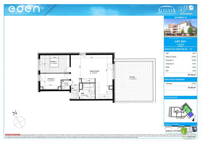 Appartement - 68 m² - 3 pièces