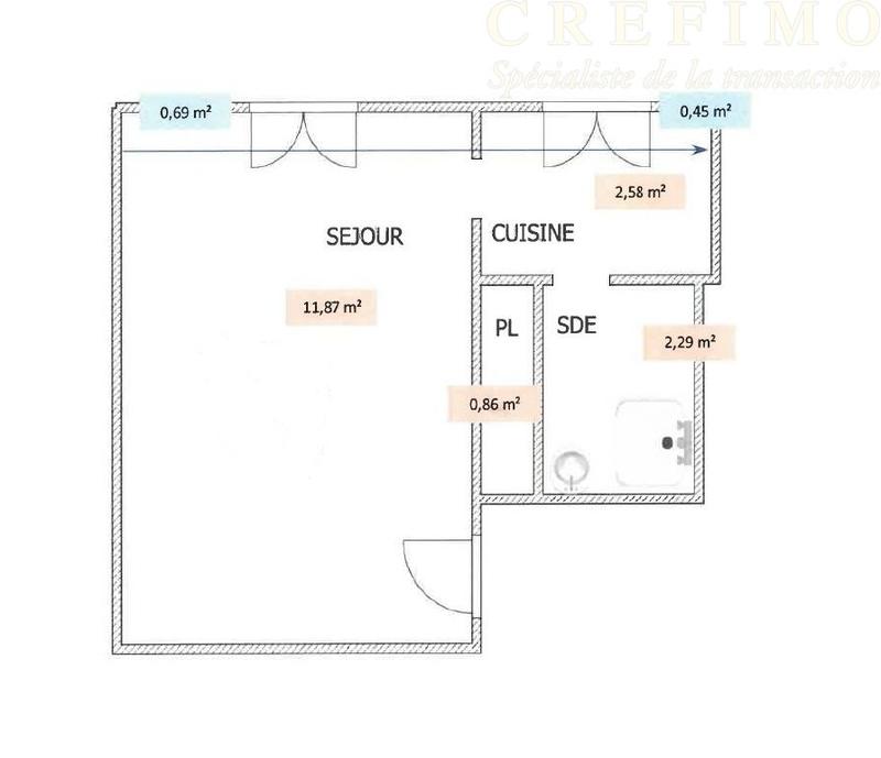 Appartement - 19 m² - 1 pièce