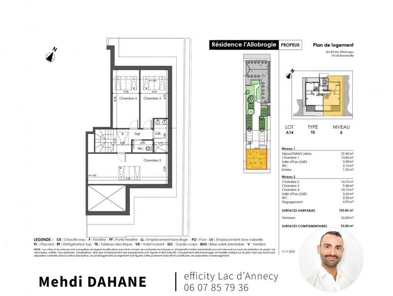 Appartement - 104 m² - 5 pièces