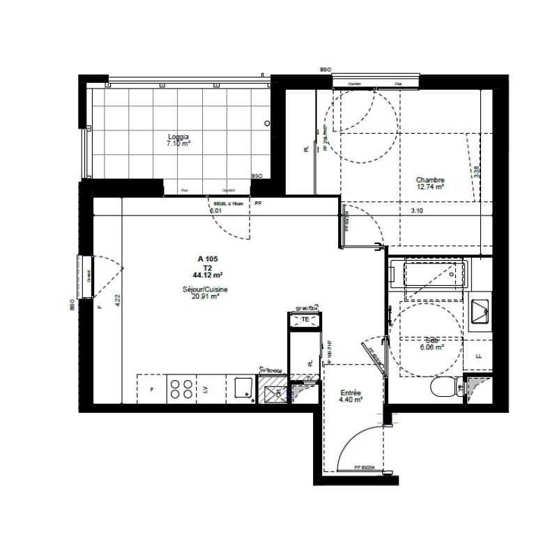 Appartement - 44 m² - 2 pièces