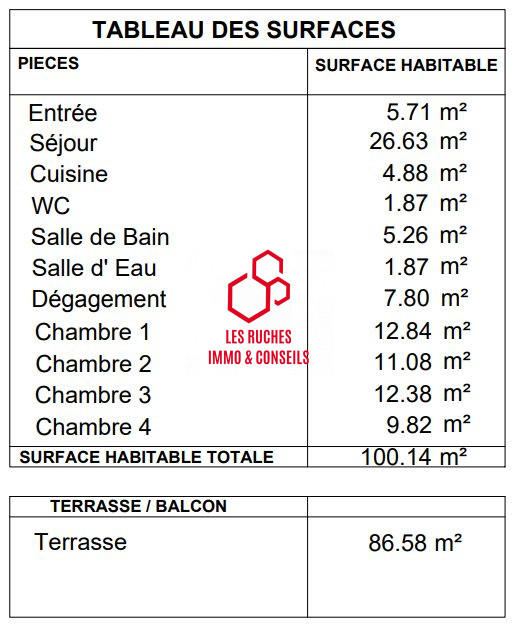 Appartement - 100 m² - 5 pièces