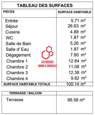 Appartement - 100 m² - 5 pièces