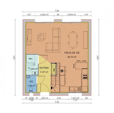 Maison - 86 m² - 1 pièce