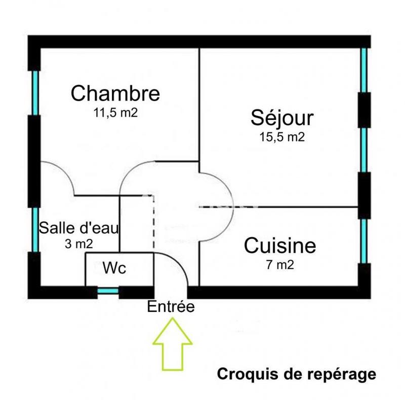 Appartement ancien - 45 m² - 2 pièces