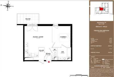 Appartement - 44 m² - 2 pièces
