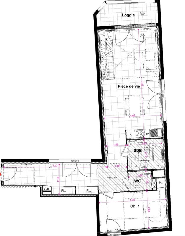 Appartement - 92 m² - 3 pièces