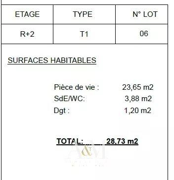 Appartement - 29 m² - 2 pièces