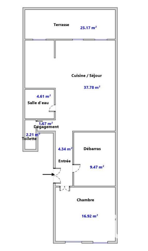 Appartement - 77 m² - 3 pièces