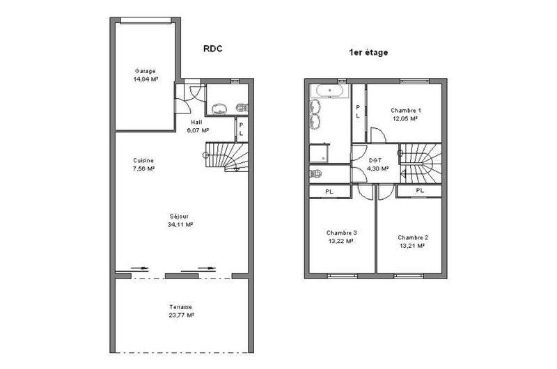 Maison - 100 m² - 4 pièces