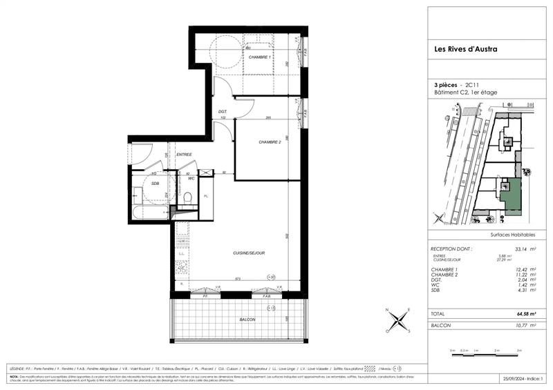 Appartement - 65 m² - 3 pièces