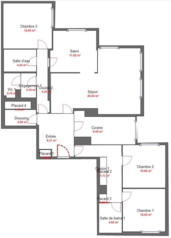 Appartement - 120 m² - 5 pièces